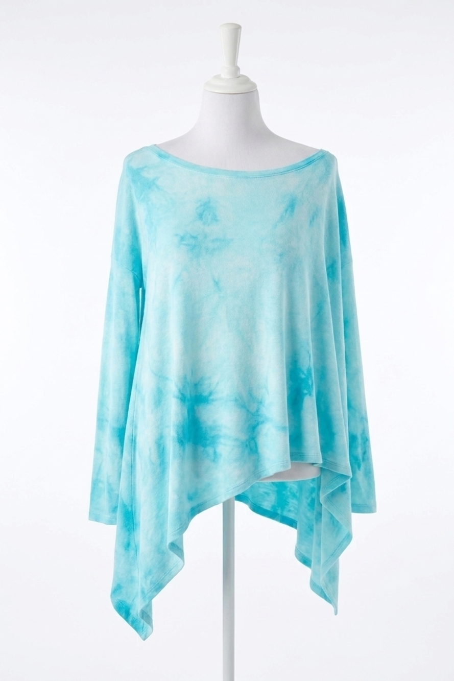 NEW FRENCH KYSS soft stretch asymmetrical tie dye top in surf